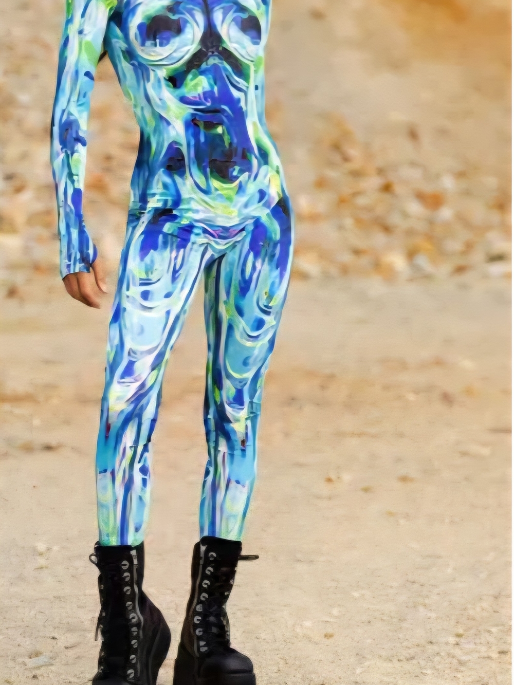 Cyberpunck Skeleton Halloween Bodysuit and Matching Hat With Goggles